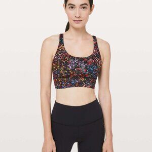 Lululemon Long line energy bra Flowerescent Multi/Lemon Ice Luxtreme size 10